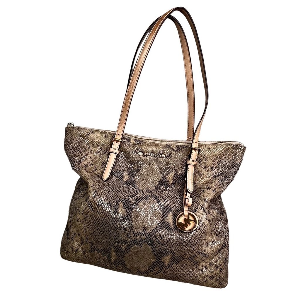 Michael Kors Python Effect Bag Tote Embossed Leat… - image 1